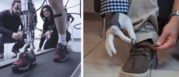 CYBCYBERLEGSs Plus Plus假肢(左)和DeTOP的假肢手(右)