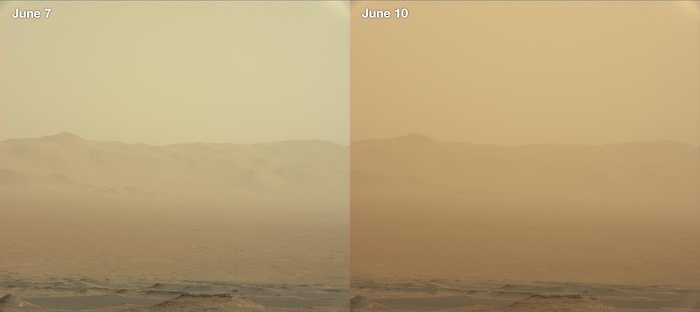 火星上沙尘暴前后的空气。