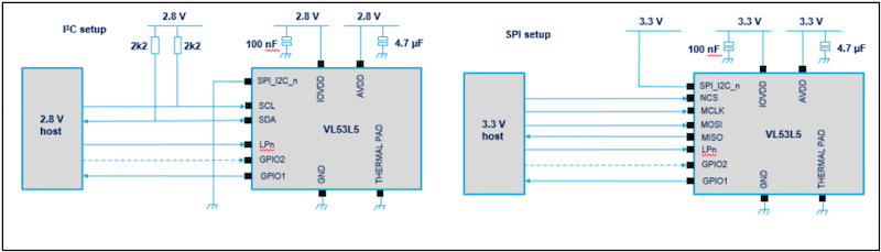 使用VL53L5的电路图示例