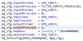 示例程序的这一部分配置和初始化PowerQuad单元。